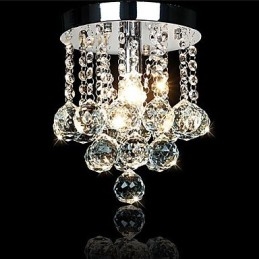 Lampadario a filo in cristallo cromato