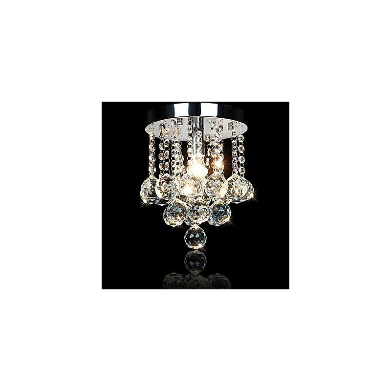 Lampadario a filo in cristallo cromato