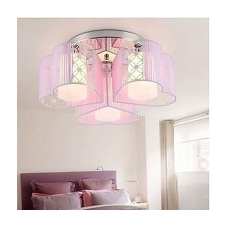 Lampada da soffitto a filo moderna cromo con paralume in tessuto argento viola/rosa
