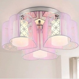 Lampada da soffitto a filo moderna cromo con paralume in tessuto argento viola/rosa