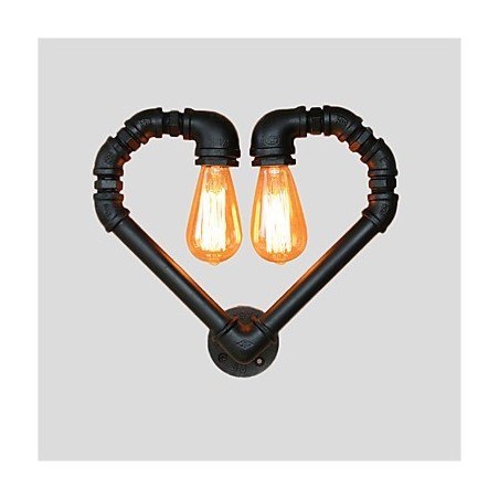 Vintage Water Pipe Lovering Heart Applique da parete industriale metallo