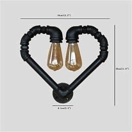 Vintage Water Pipe Lovering Heart Applique da parete industriale metallo