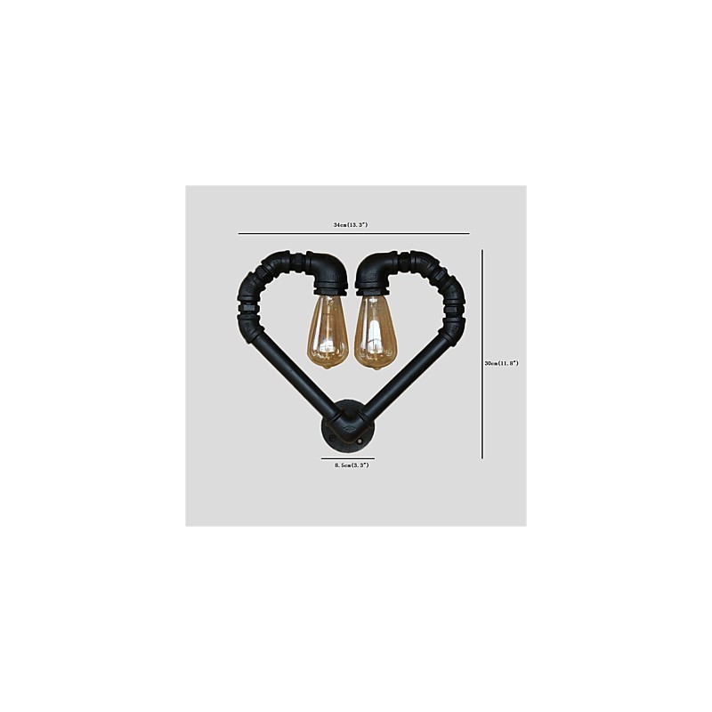 Vintage Water Pipe Lovering Heart Applique da parete industriale metallo
