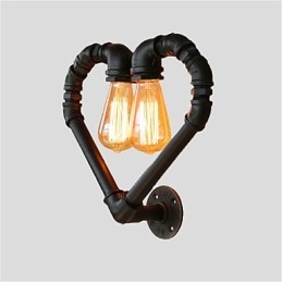 Vintage Water Pipe Lovering Heart Applique da parete industriale metallo