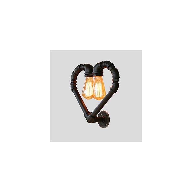 Vintage Water Pipe Lovering Heart Applique da parete industriale metallo