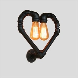 Vintage Water Pipe Lovering Heart Applique da parete industriale metallo