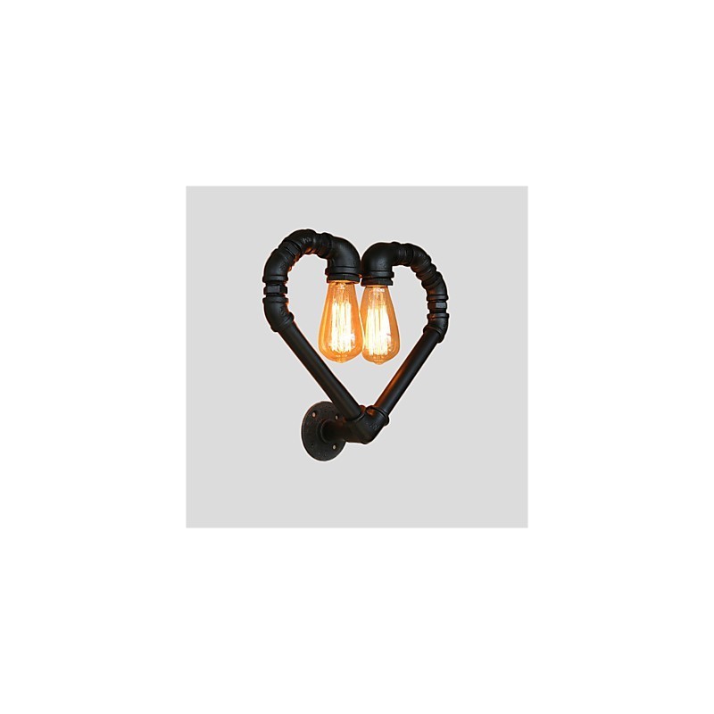 Vintage Water Pipe Lovering Heart Applique da parete industriale metallo