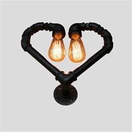 Vintage Water Pipe Lovering Heart Applique da parete industriale metallo