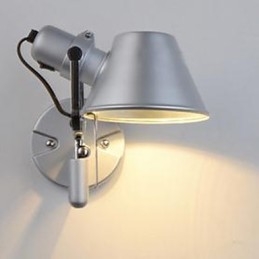 Applique da parete moderna argento con protezione occhi, luce ambientale