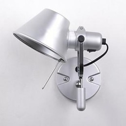 Applique da parete moderna argento con protezione occhi, luce ambientale
