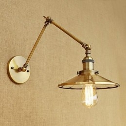 Applique da parete rustica country retrò elettrolitica con braccio oscillante, luce ambientale