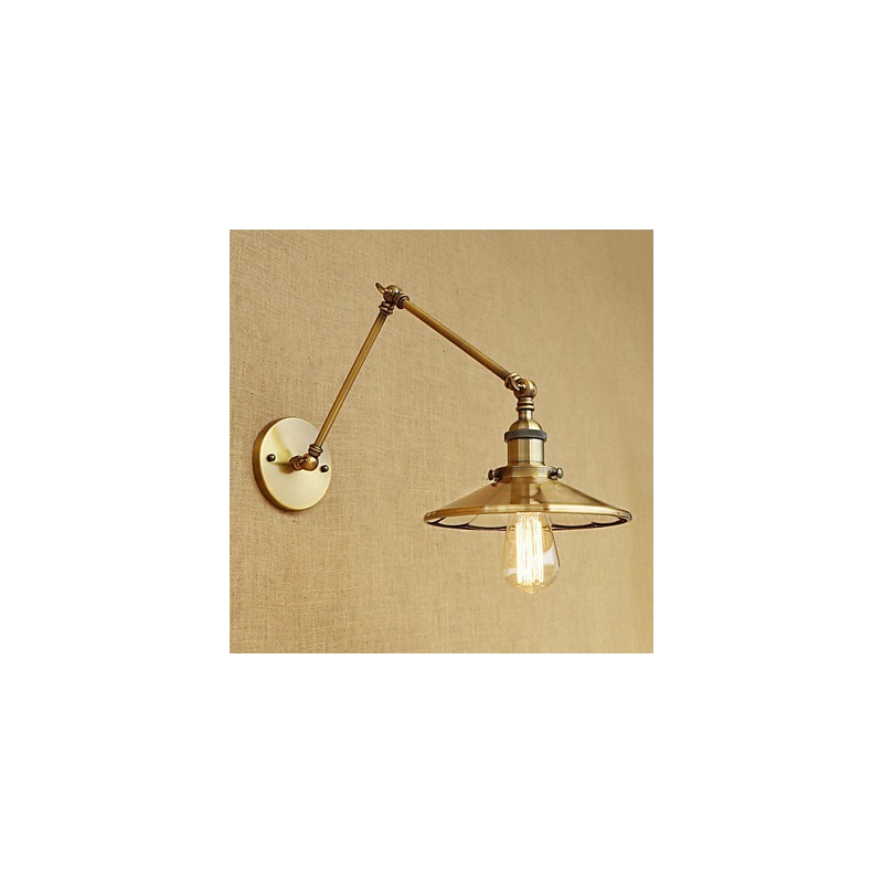 Applique da parete rustica country retrò elettrolitica con braccio oscillante, luce ambientale