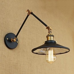 Applique da parete rustica country retrò elettrolitica con braccio oscillante, luce ambientale