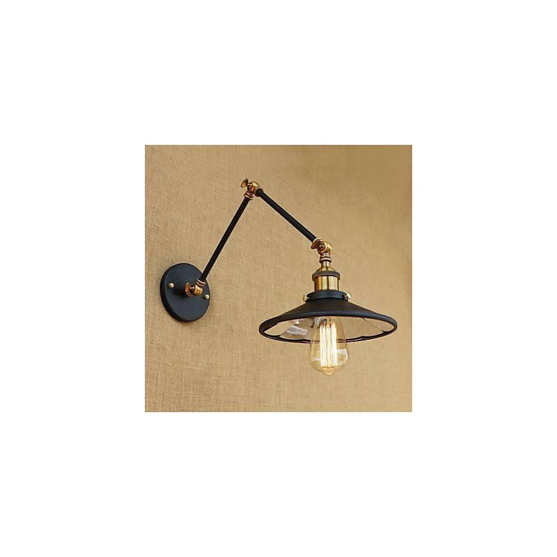 Applique da parete rustica country retrò elettrolitica con braccio oscillante, luce ambientale