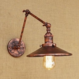 Applique da parete rustica country retrò elettrolitica con braccio oscillante, luce ambientale