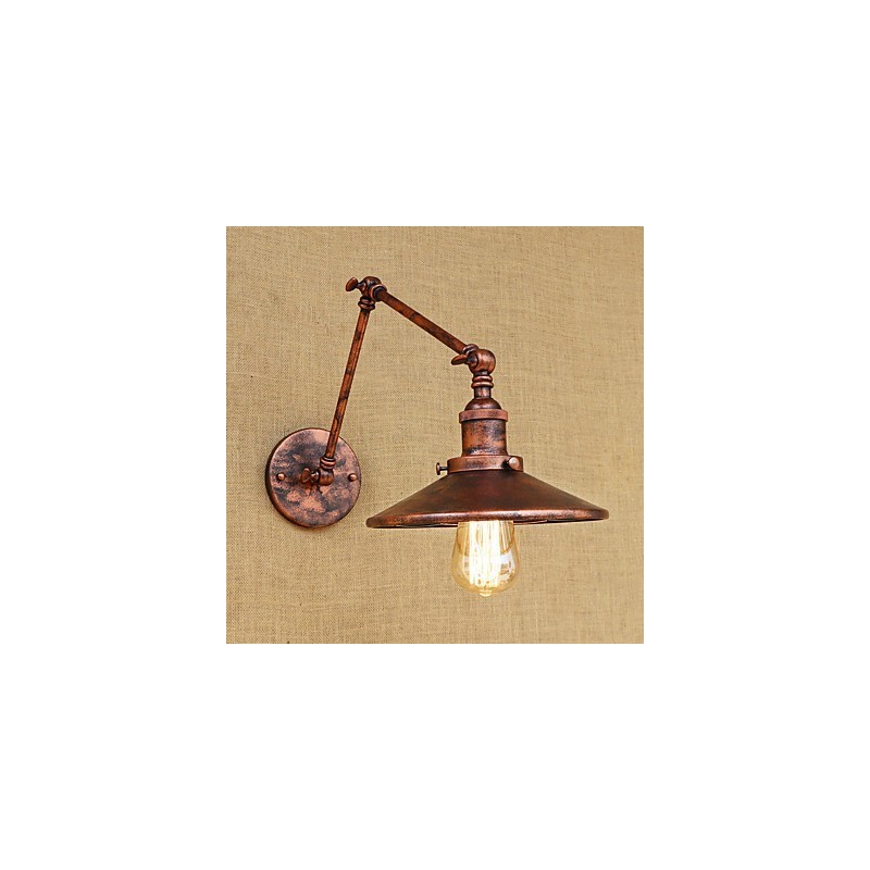 Applique da parete rustica country retrò elettrolitica con braccio oscillante, luce ambientale
