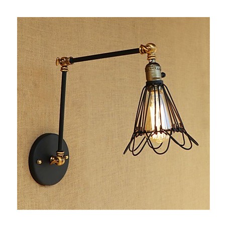 Applique da parete rustica retrò con braccio oscillante, luce ambientale, 1 lampadina E26/E27