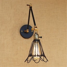 Applique da parete rustica retrò con braccio oscillante, luce ambientale, 1 lampadina E26/E27