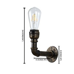 Applique da parete LED rustica classica in ottone antico E27 4 W