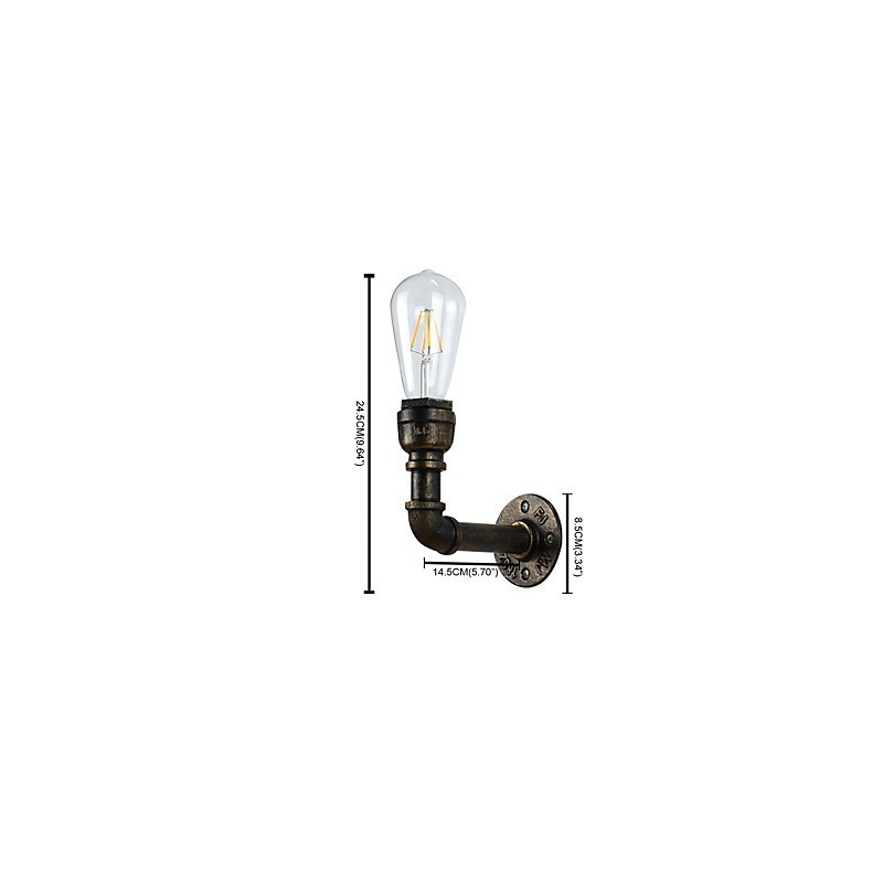Applique da parete LED rustica classica in ottone antico E27 4 W