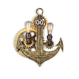 Applique da parete industriale vintage in legno a forma di ingranaggio, girevole