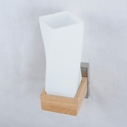 Applique da parete mini in vetro e legno massello E27