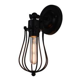 Applique da parete LED in acciaio verniciato con decorazione caffè americano nero opaco, retrò