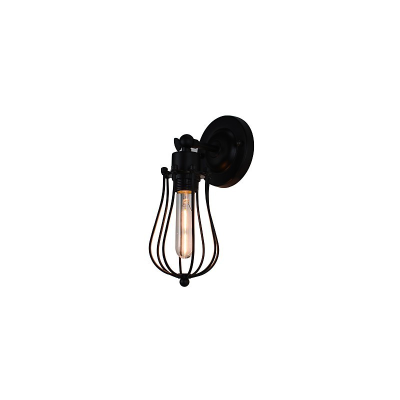 Applique da parete LED in acciaio verniciato con decorazione caffè americano nero opaco, retrò