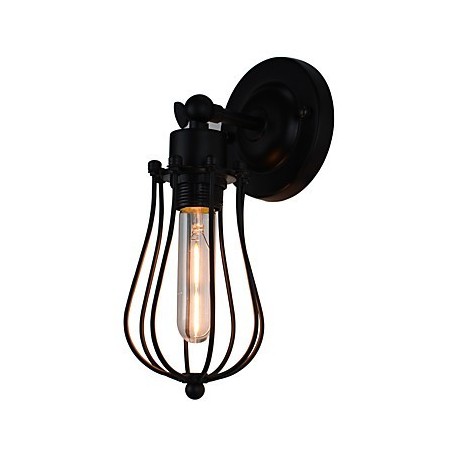 Applique da parete LED in acciaio verniciato con decorazione caffè americano nero opaco, retrò