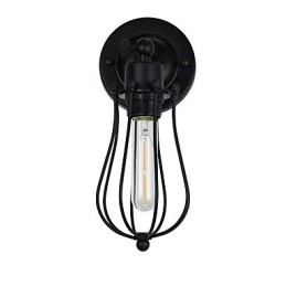 Applique da parete LED in acciaio verniciato con decorazione caffè americano nero opaco, retrò