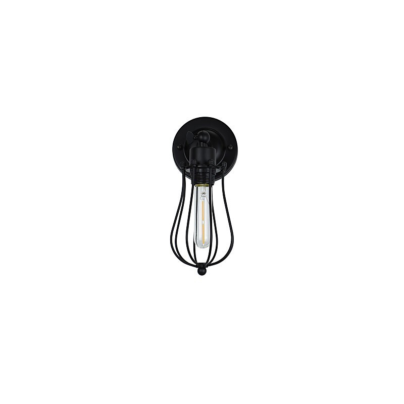 Applique da parete LED in acciaio verniciato con decorazione caffè americano nero opaco, retrò