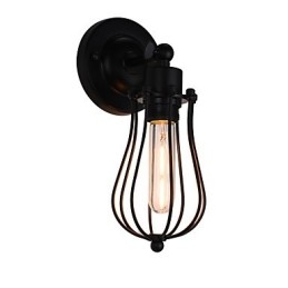 Applique da parete LED in acciaio verniciato con decorazione caffè americano nero opaco, retrò