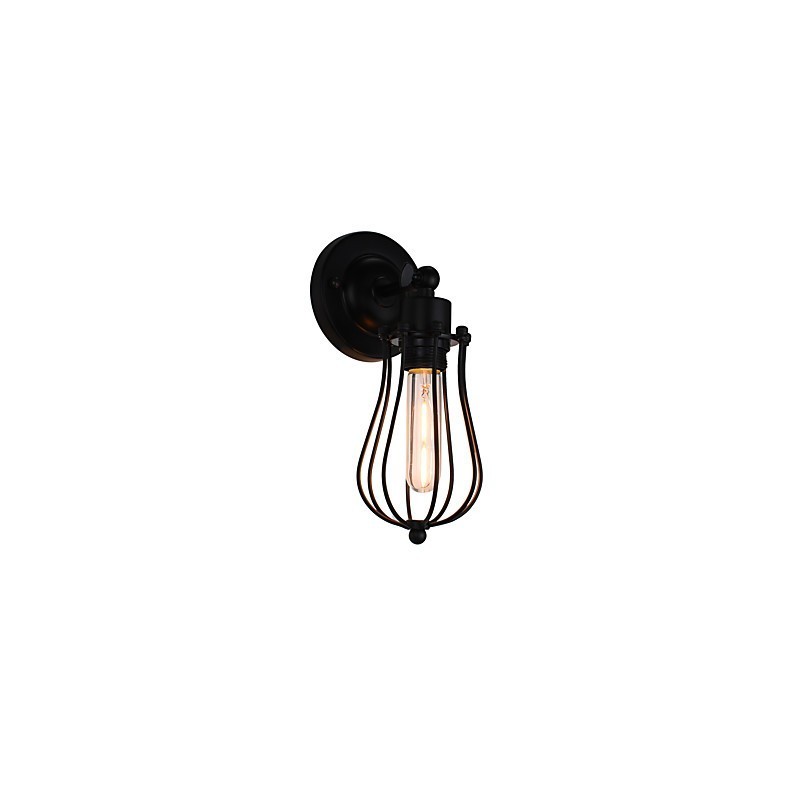 Applique da parete LED in acciaio verniciato con decorazione caffè americano nero opaco, retrò
