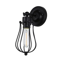 Applique da parete LED in acciaio verniciato con decorazione caffè americano nero opaco, retrò