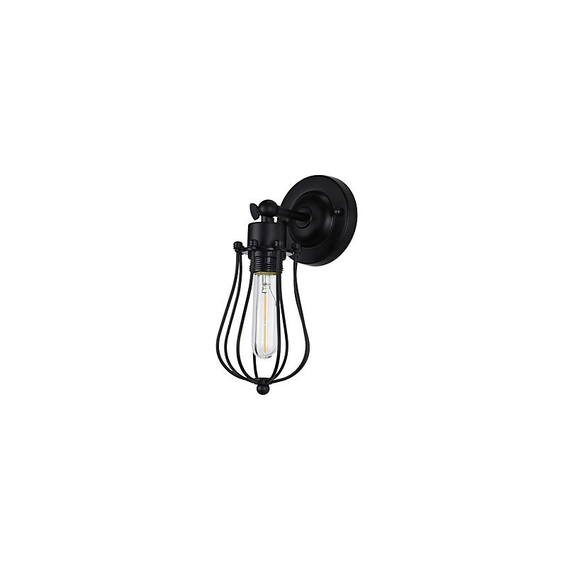 Applique da parete LED in acciaio verniciato con decorazione caffè americano nero opaco, retrò