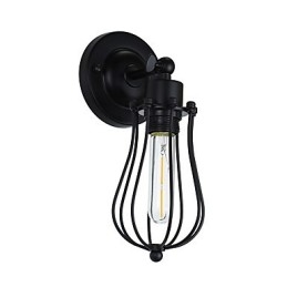 Applique da parete LED in acciaio verniciato con decorazione caffè americano nero opaco, retrò