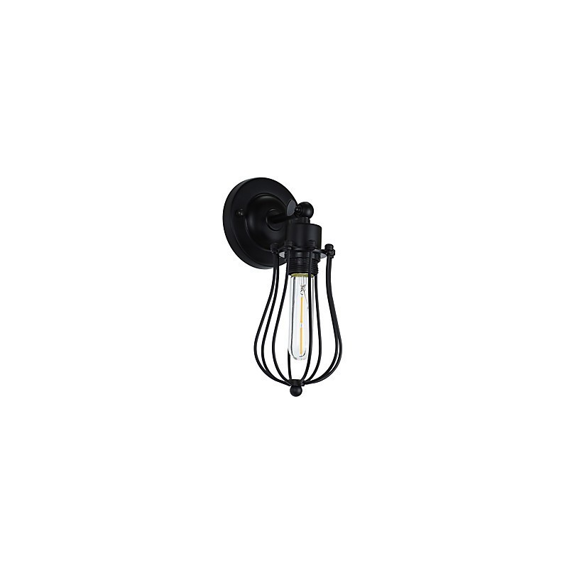 Applique da parete LED in acciaio verniciato con decorazione caffè americano nero opaco, retrò
