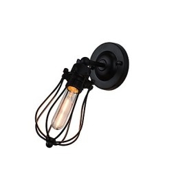 Applique da parete LED in acciaio verniciato con decorazione caffè americano nero opaco, retrò