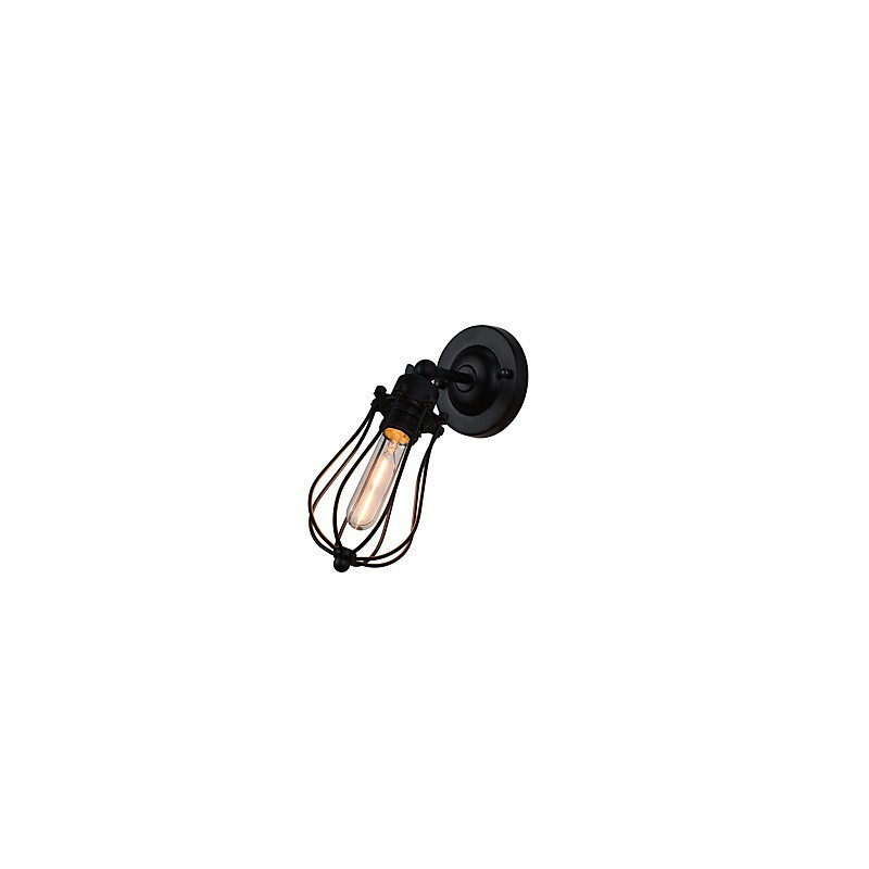 Applique da parete LED in acciaio verniciato con decorazione caffè americano nero opaco, retrò