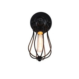 Applique da parete LED in acciaio verniciato con decorazione caffè americano nero opaco, retrò