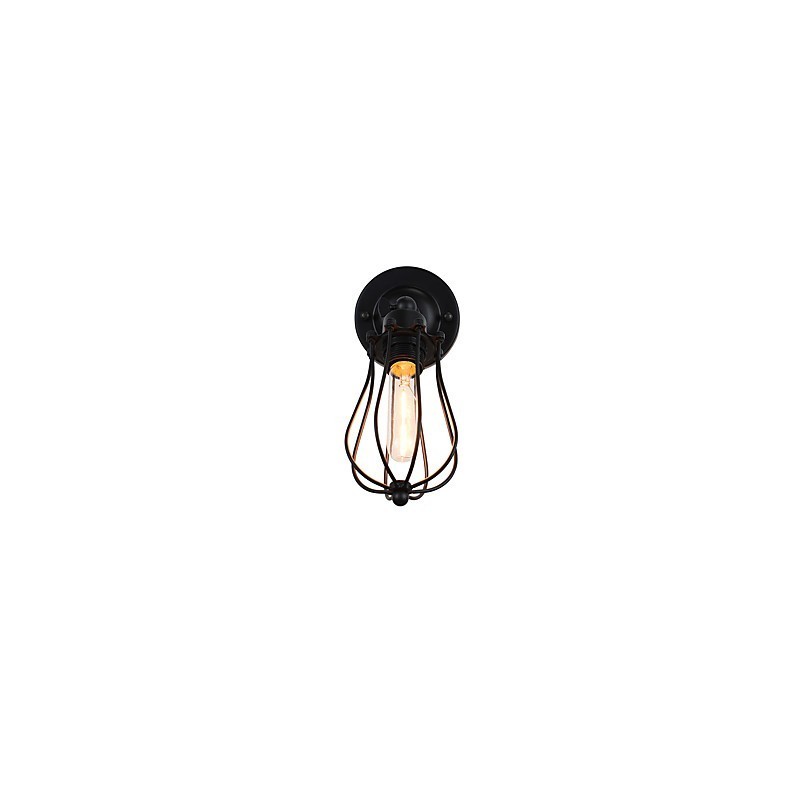 Applique da parete LED in acciaio verniciato con decorazione caffè americano nero opaco, retrò