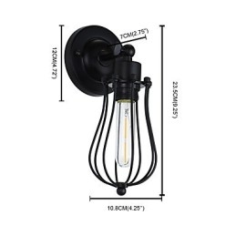 Applique da parete LED in acciaio verniciato con decorazione caffè americano nero opaco, retrò