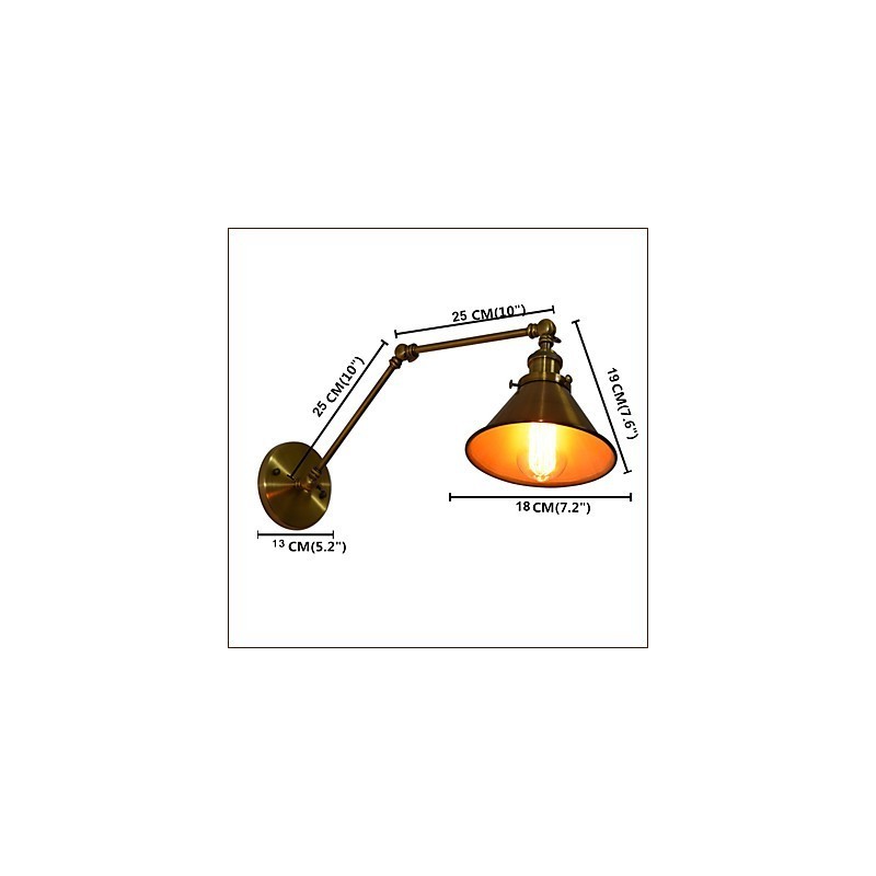 Applique da parete LED in ferro finitura ottone antico E27 4 W