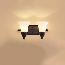 Applique da parete rustica finitura in ossido nero, luce ambientale, 2 lampadine E27