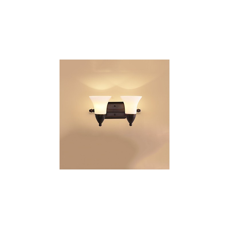 Applique da parete rustica finitura in ossido nero, luce ambientale, 2 lampadine E27