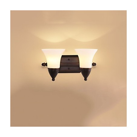 Applique da parete rustica finitura in ossido nero, luce ambientale, 2 lampadine E27