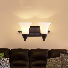 Applique da parete rustica finitura in ossido nero, luce ambientale, 2 lampadine E27