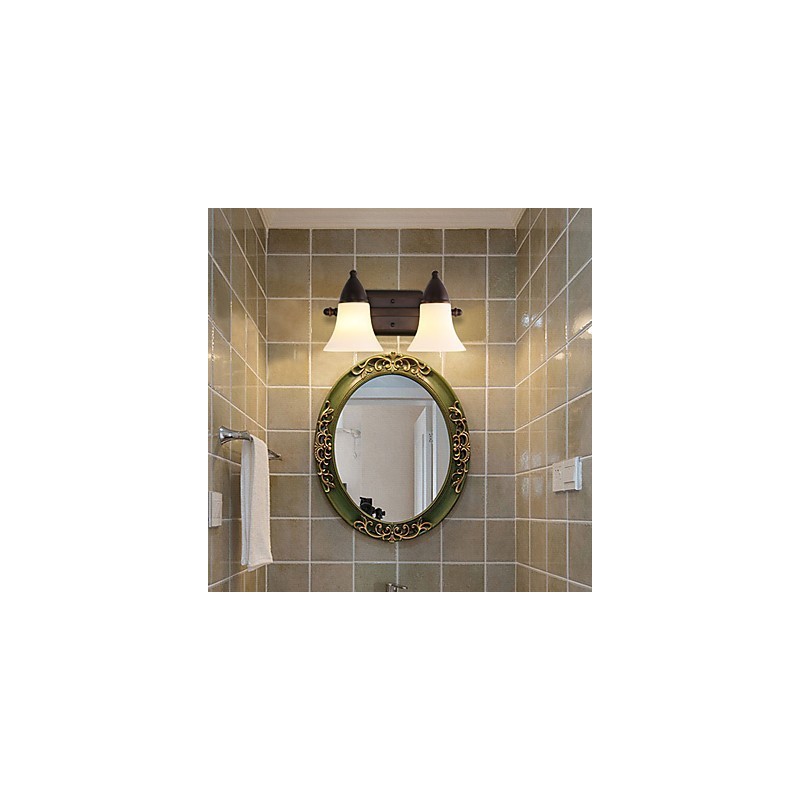 Applique da parete rustica finitura in ossido nero, luce ambientale, 2 lampadine E27