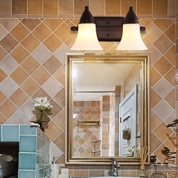 Applique da parete rustica finitura in ossido nero, luce ambientale, 2 lampadine E27