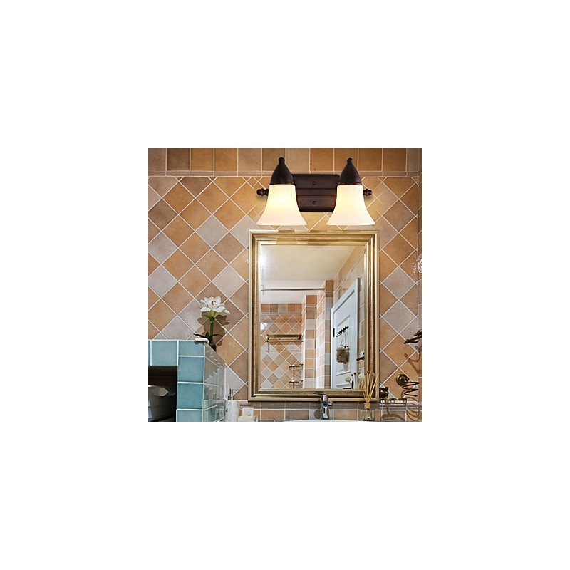 Applique da parete rustica finitura in ossido nero, luce ambientale, 2 lampadine E27